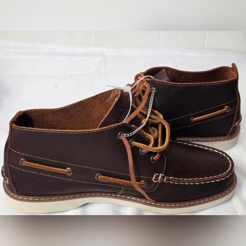 Sperry Authentic Original Chukka Boots Mens Size 11 Dark Beige Leather New - Picture 2 of 10